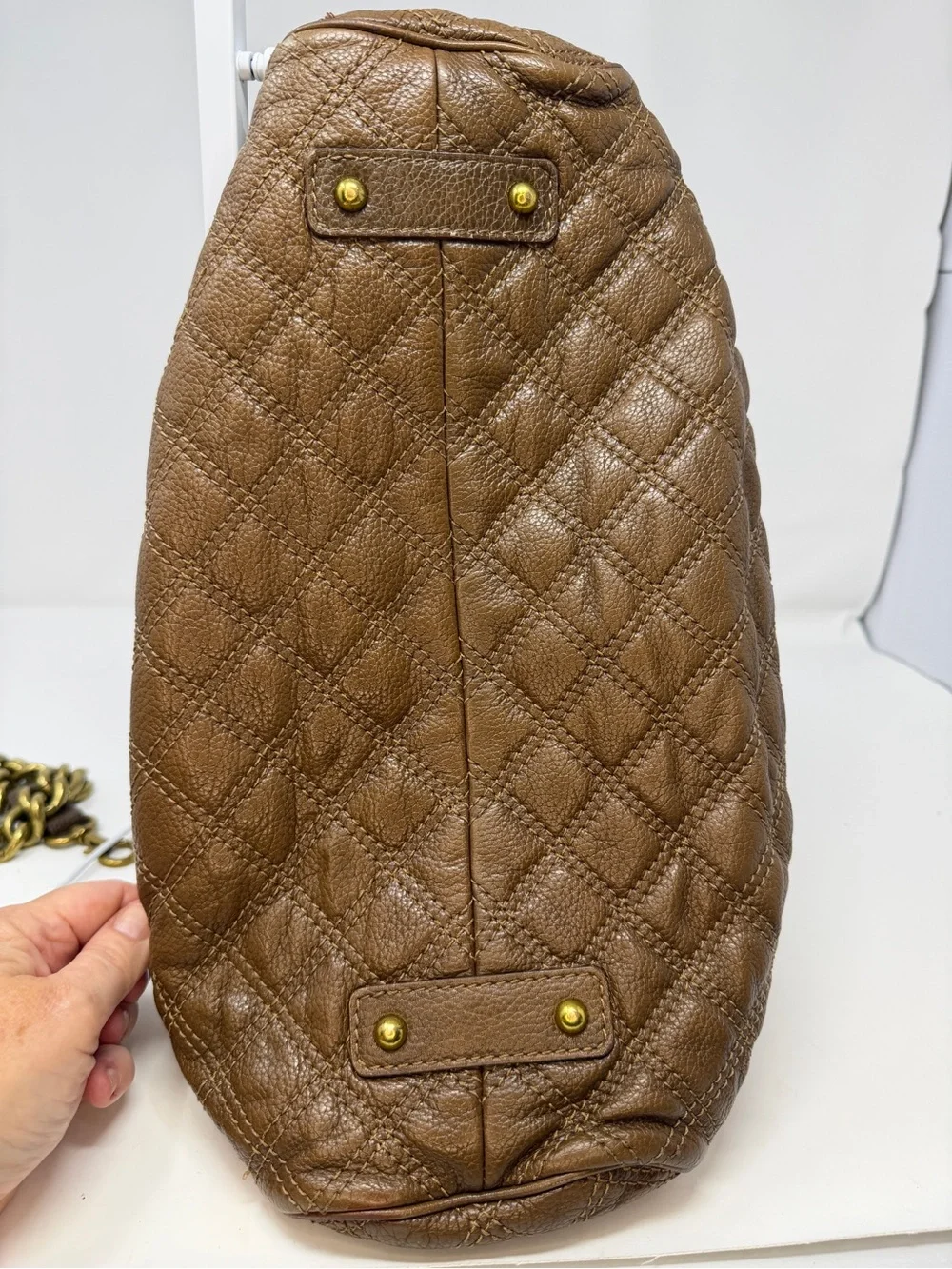 Marc Jacobs Stam Quilted Brown contrast stitch/maroon suede interior Fall 2005